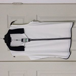 White shell with navy trim